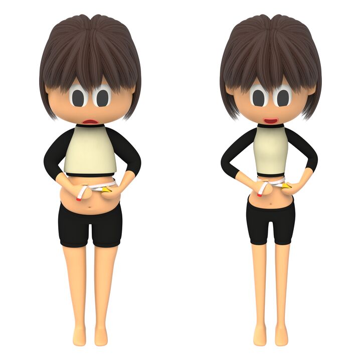 Medición de la cintura antes y después de la pérdida de peso real
